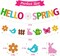 Hello Spring Banner Welcome Spring Party Decorations Flower Bunny Bird Butterfly Sign for Kids Boy Girl Celebrate Spring Colorful Glitter Party Supplies